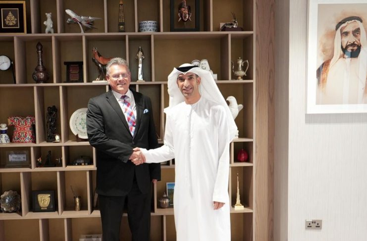 HE Al Zeyoudi welcomes EU Trade Commissioner Maroš Šefčovič to the UAE for CEPA Talks